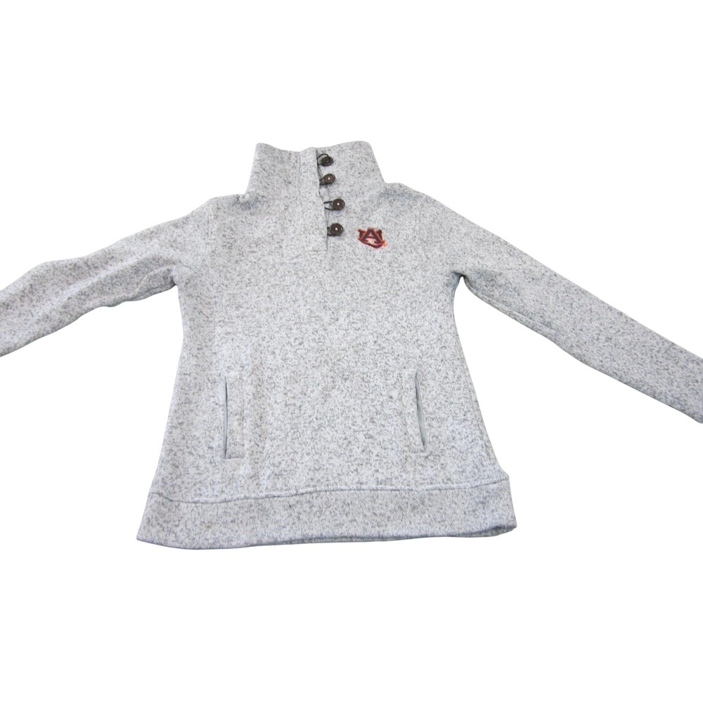 Champion Elite Auburn Tigers Sweater Womens S Gray Button Funnel Neck NCAA